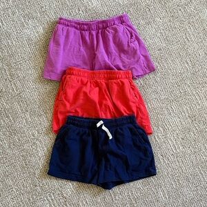 Lot of 3 Primary Kids Shorts - Pink, Red, and Navy